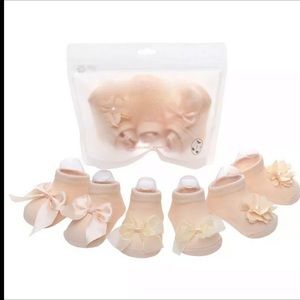 3 Pairs/Lot Lace Bow Flower Baby Socks Anti-Slip